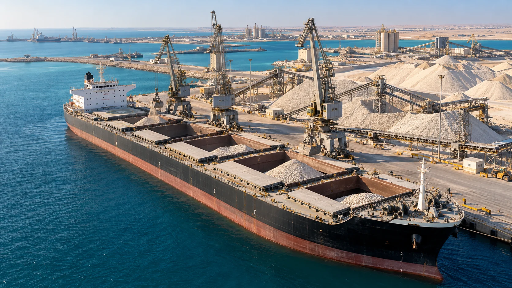Bulk limestone cargo handling at a Gulf port